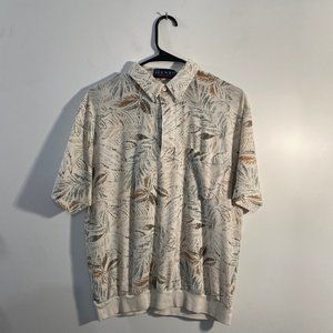 Vintage Enro Cotton Mist Polo, Oat All-Over Tropic Floral. Men’s Size L.